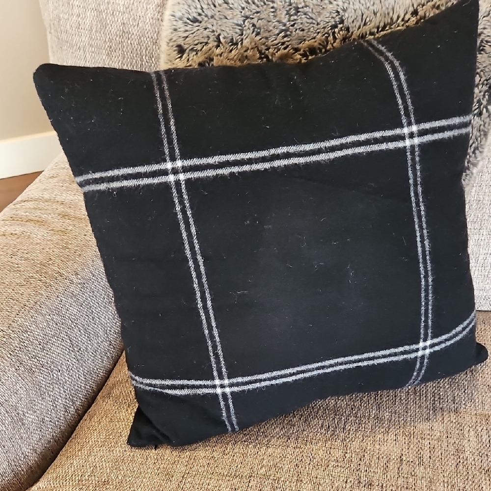 Banana Republic Black and White Plaid Throw Pillow